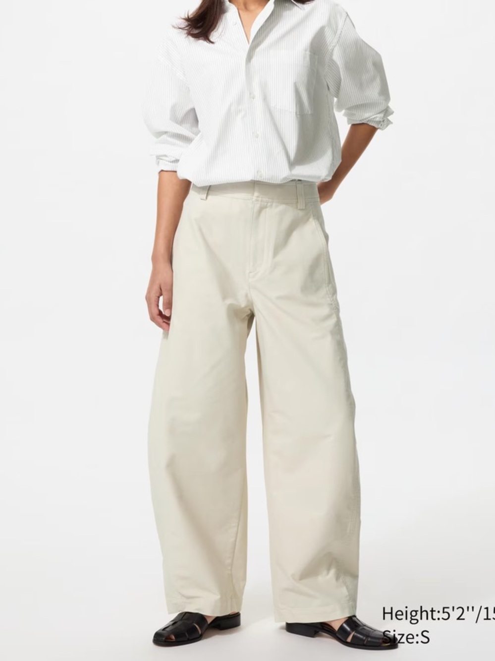 Uniqlo Jersey Barrel Pants Wide Leg Off White Woman’s Size M W27- 29 1/2 inch